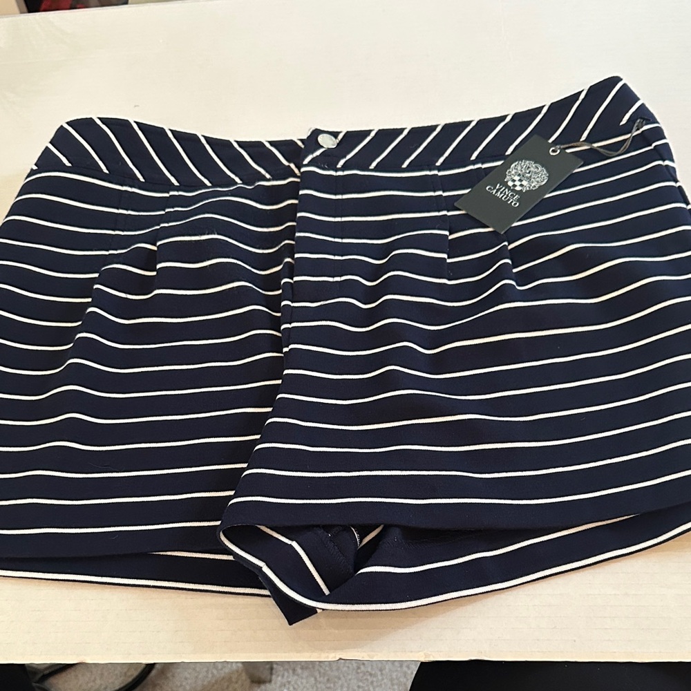 Vince Camuto Navy and White Striped  Shorts